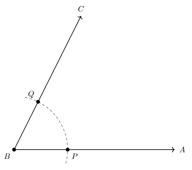 Drawing arc from vertex intersecting arms